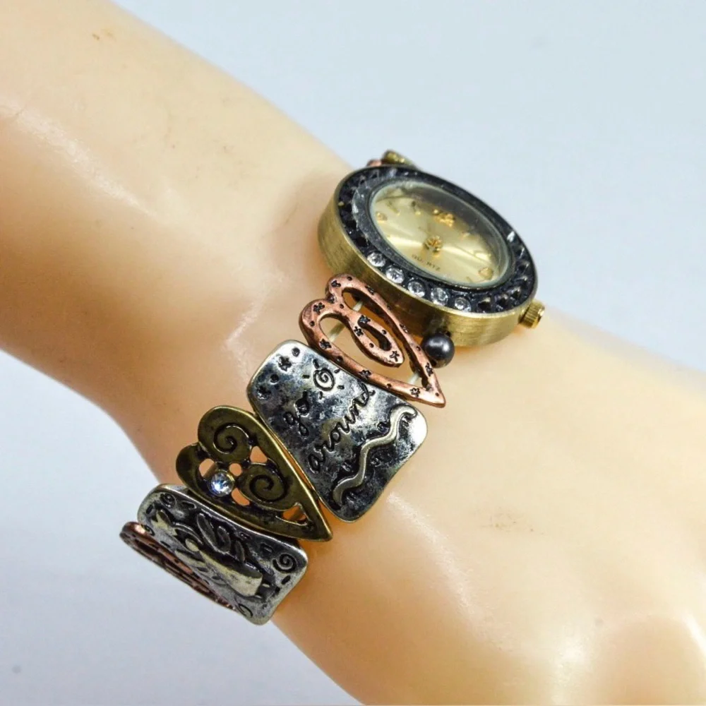Bronze Tone Inspire Brand Inspirational Quote Watch
